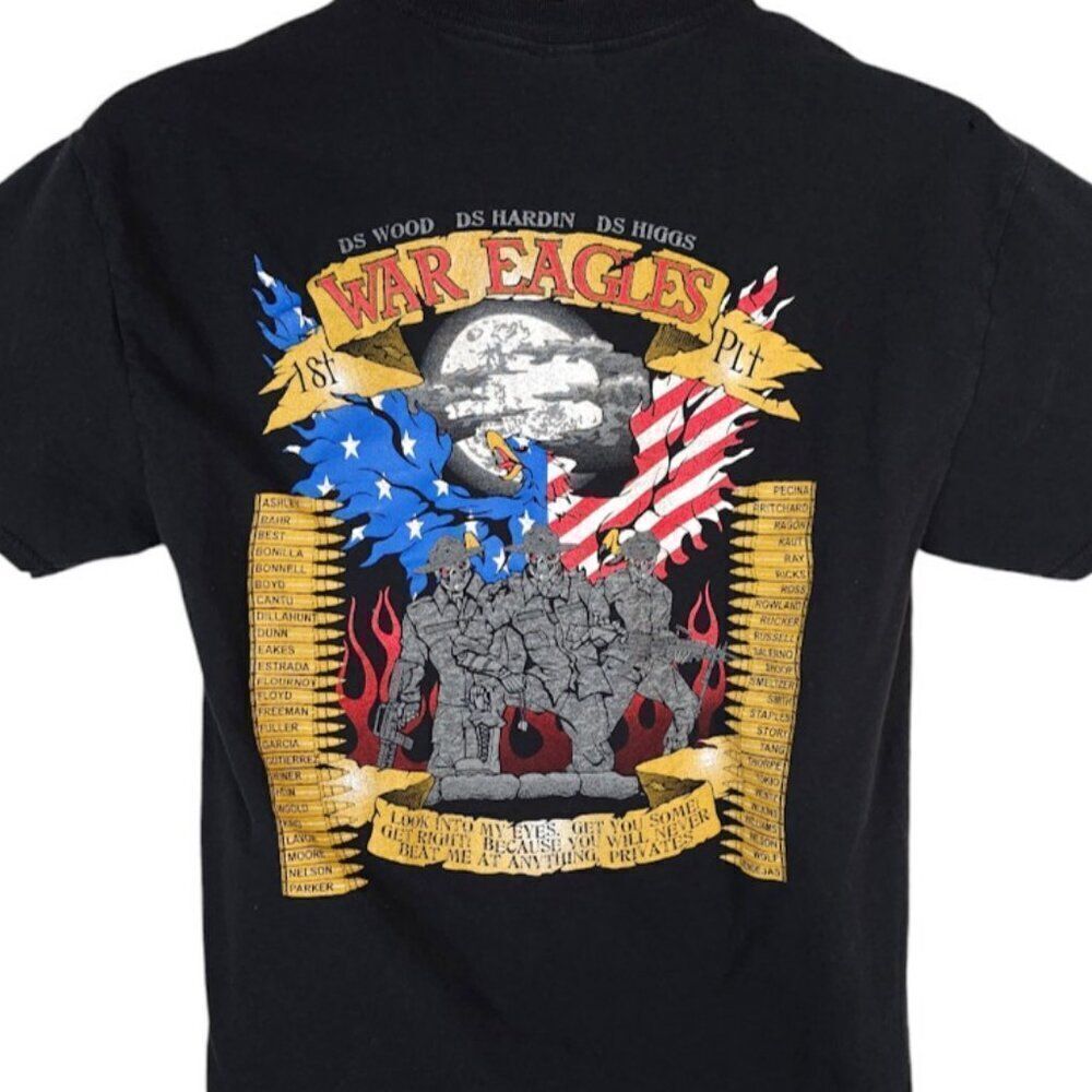 US Army T Shirt Mens Size Medium Black Ft Jackson Basic Training War Eagles